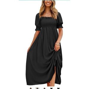 Flowy Boho Midi with Puff Sleeve Ruffled Dress